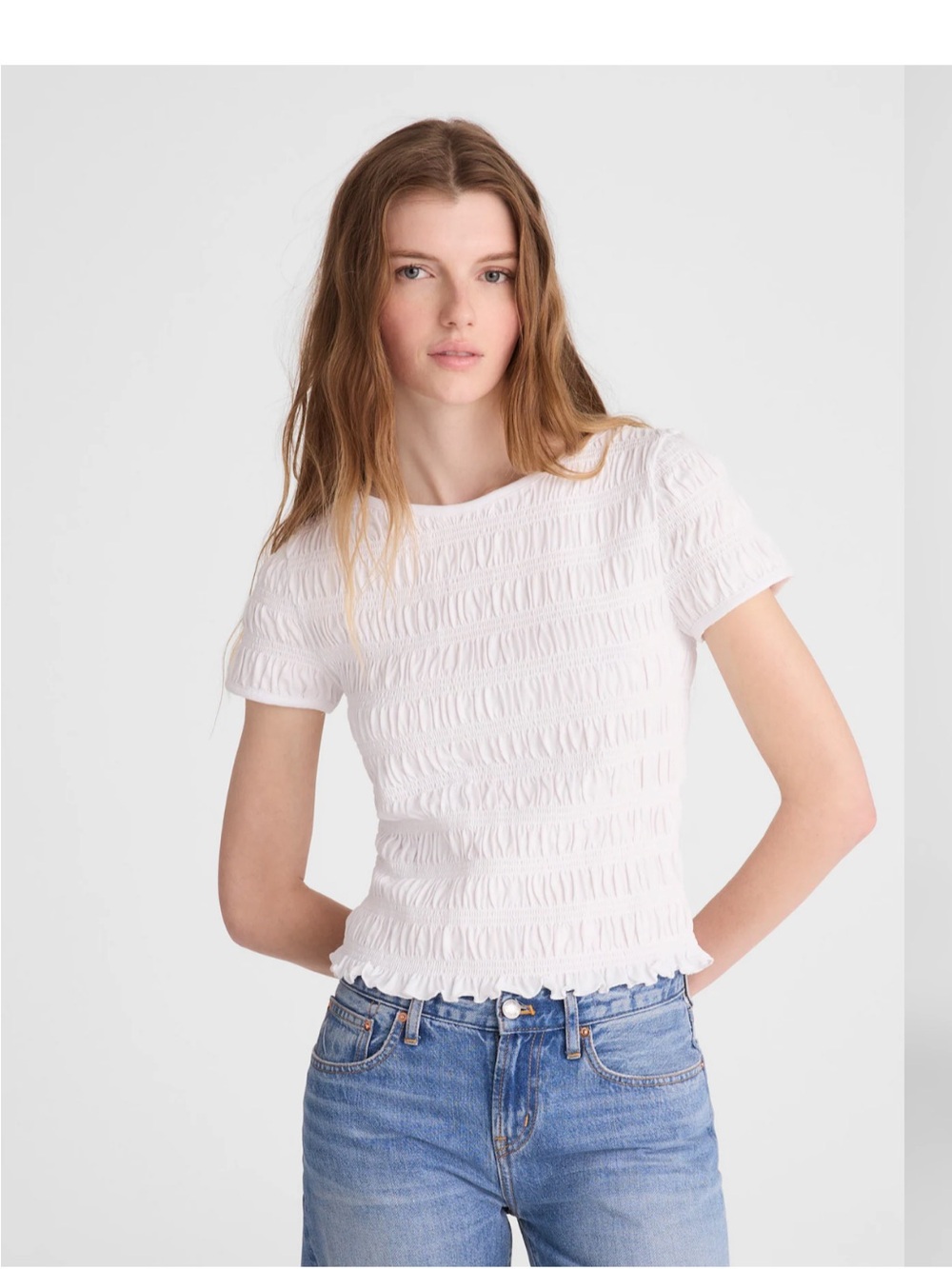 Madewell Smocked Short Sleeve Top